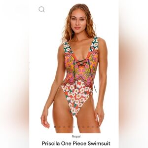 Agua Bendita Orange Floral One Piece Swimsuit
